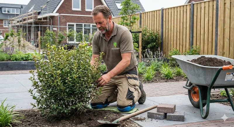 Hovenier werkt in tuin - ontdek hoveniers en tuinspecialisten